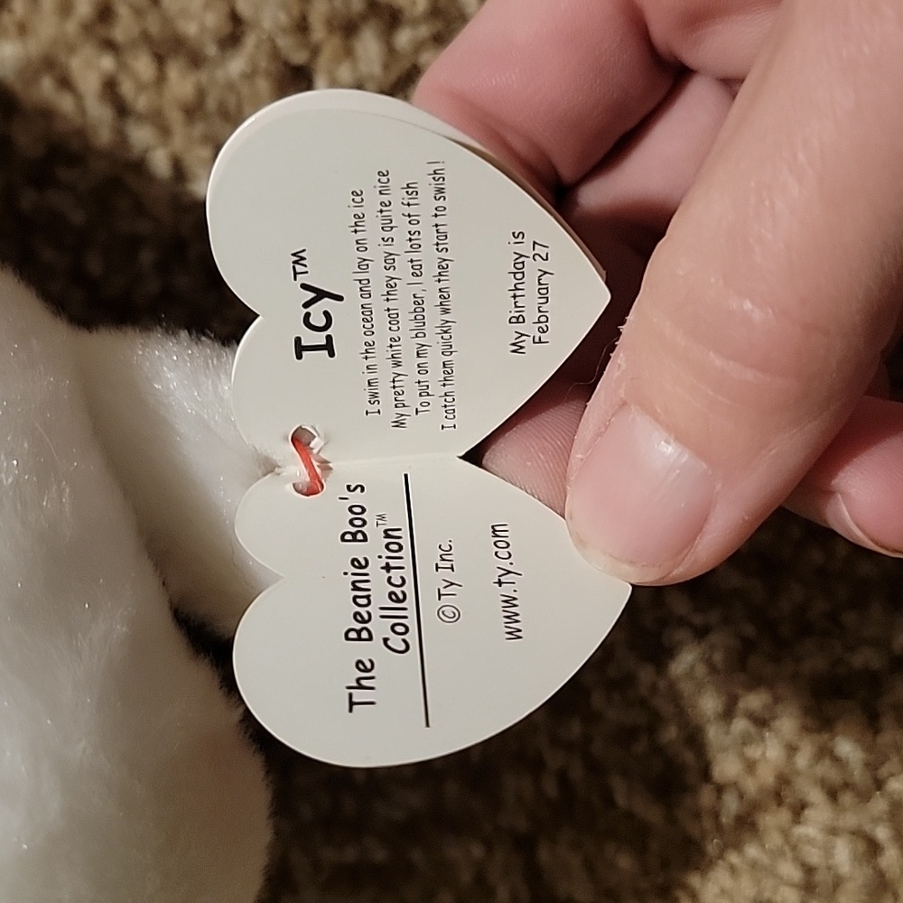 Ty ICY White Seal Beanie Boos Plush Bean Bag Stuffed Animal Toy Blue Eyes - Picture 3 of 3